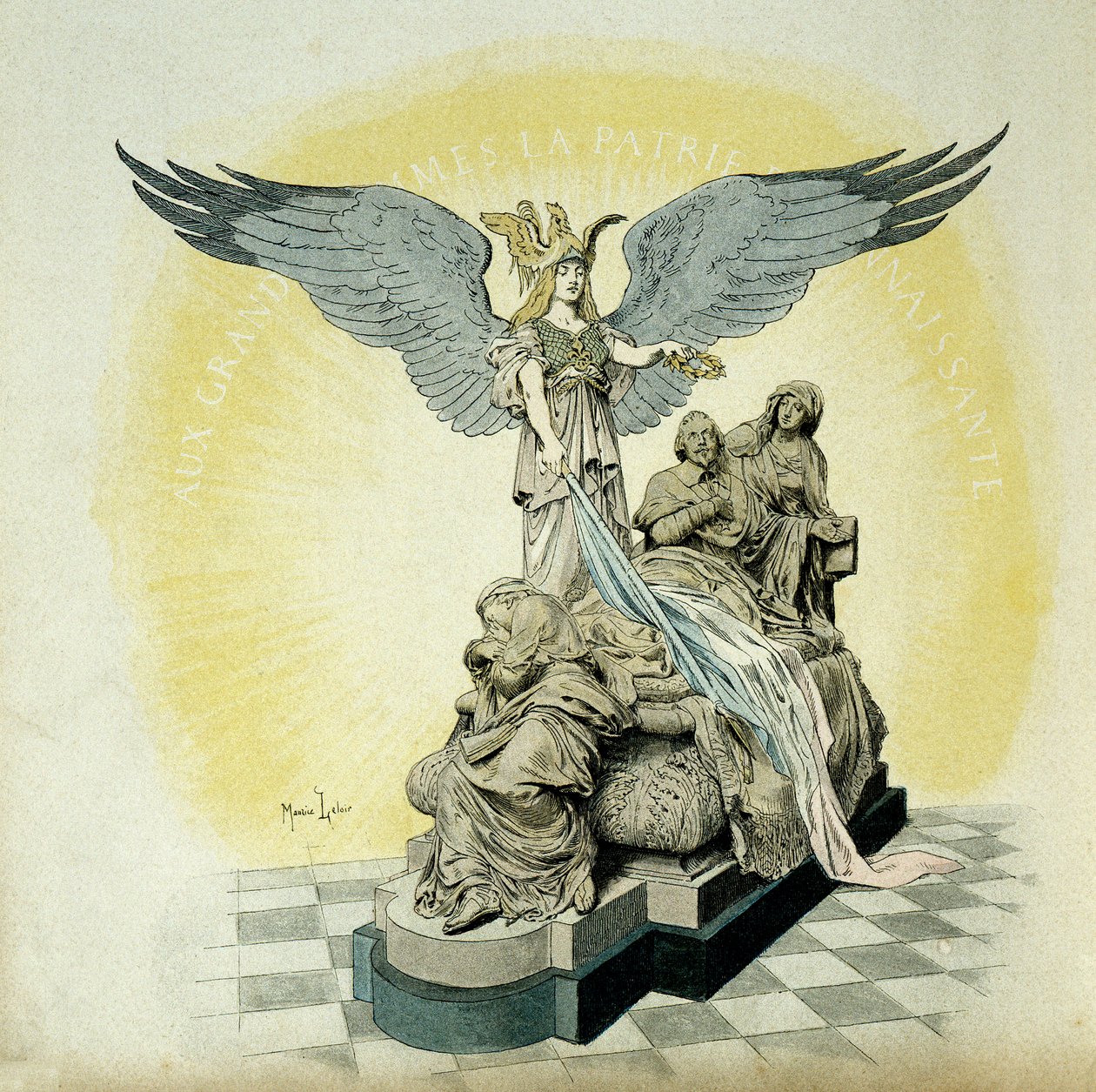 Geschichte Frankreichs: Denkmal für Armand Jean du Plessis, Kardinal de Richelieu (1585-1642), Minister von Ludwig XIII., an der Sorbonne, Paris. Illustration von Maurice Leloir von Maurice Leloir