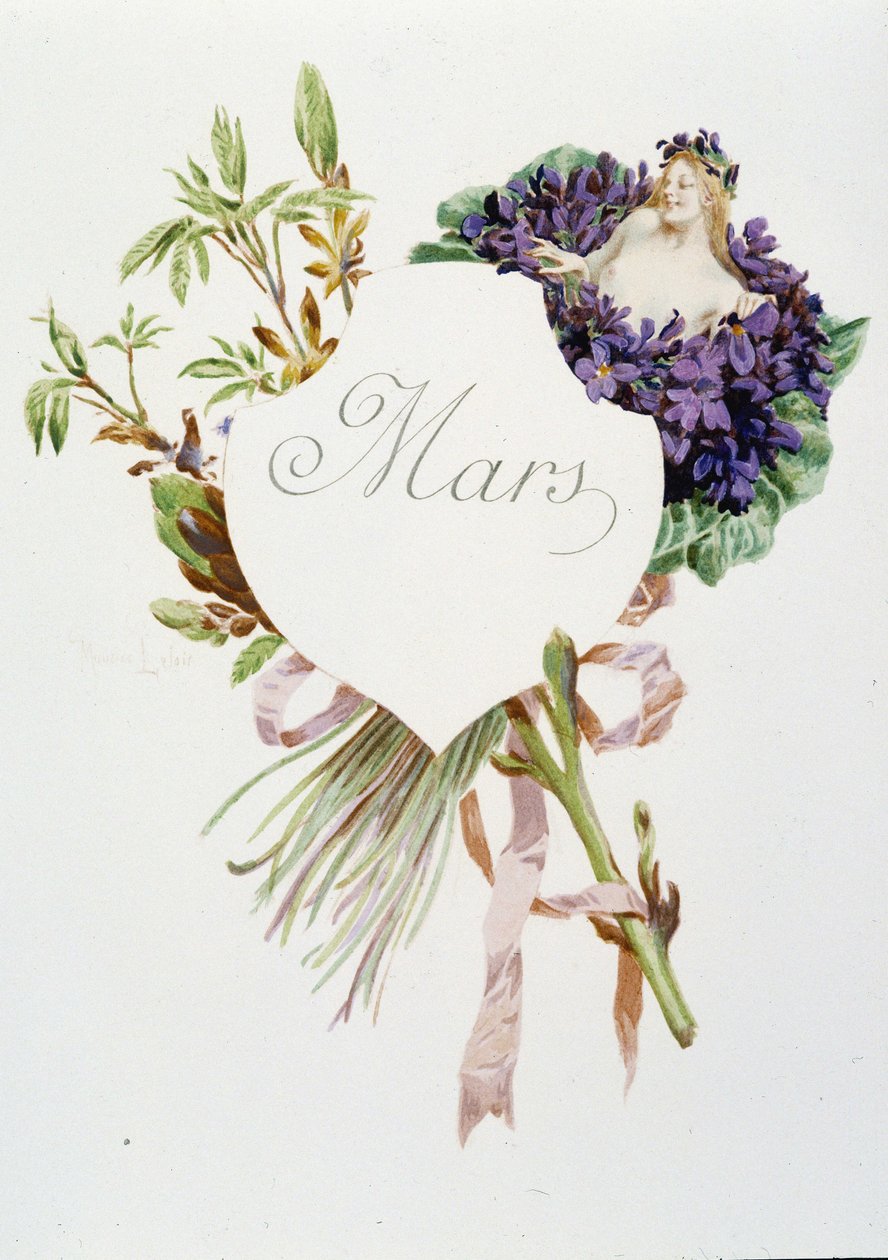 Mars „La Chanson du mois“ von Jérôme Doucet, Illustration - Maurice Leloir, ed. Reims 1904. L. Michaud von Maurice Leloir