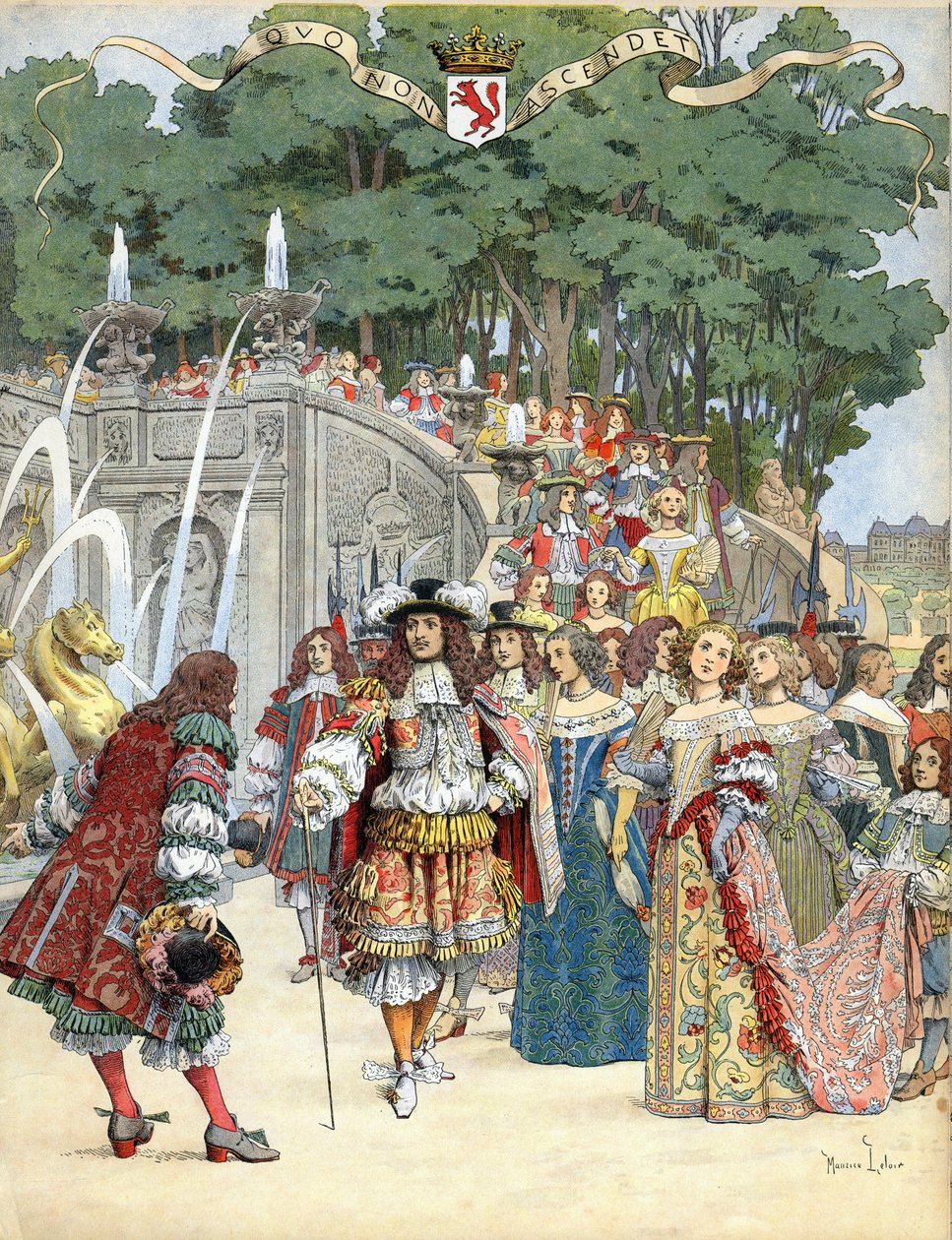 Nicolas Fouquet empfängt den englischen König Ludwig XIV in seinem Schloss Vaux Le Vicomte, Frankreich, 17. August von Maurice Leloir