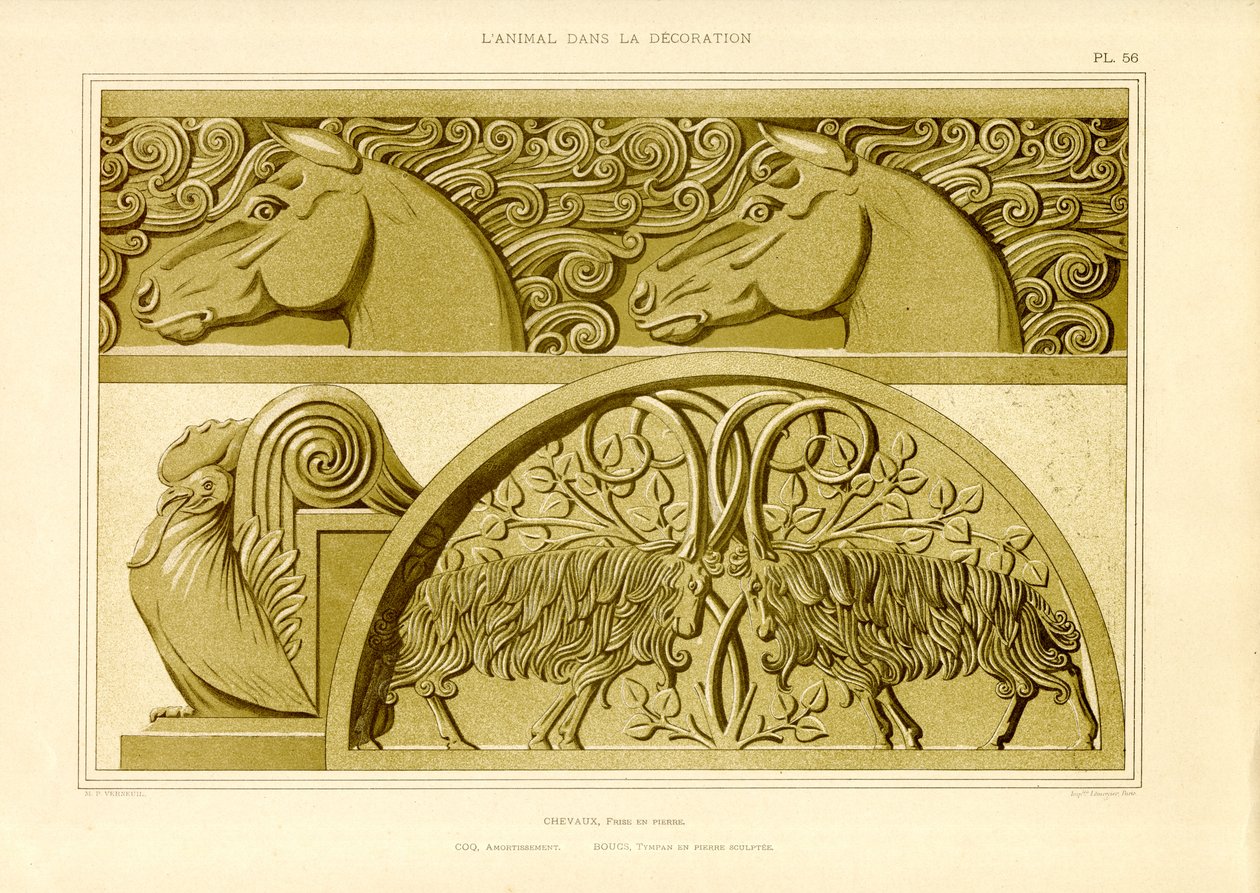 Jugendstil-Pferdemotive (Lithografie) von Maurice Pillard Verneuil