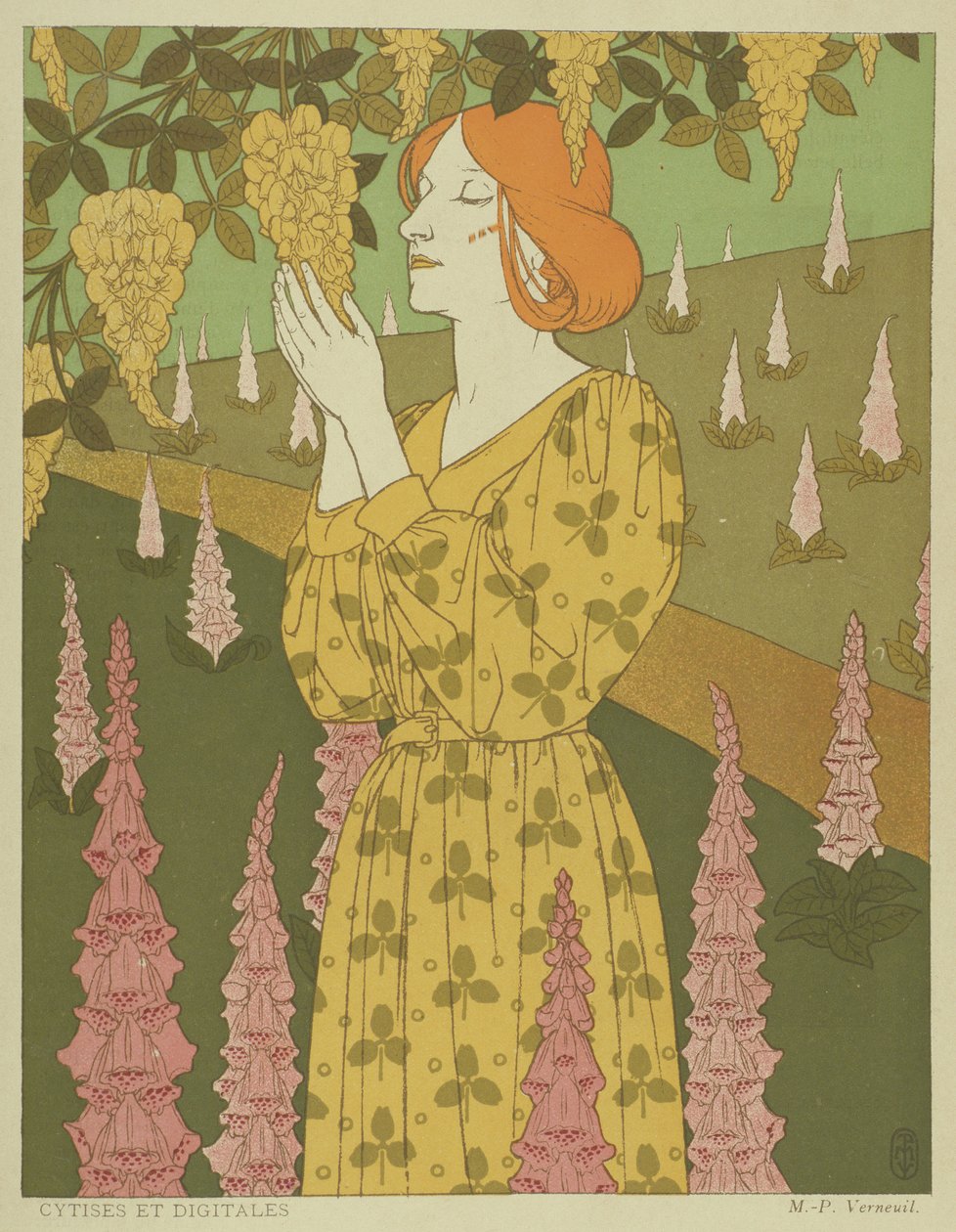 Cytises und Digitales - Frau mit Glyzinien und Fingerhüten von Maurice Pillard Verneuil
