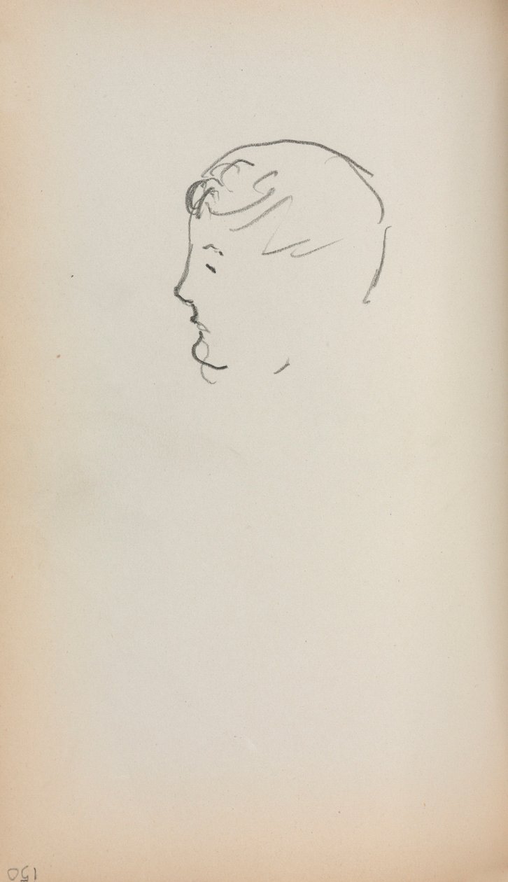 Italienisches Skizzenbuch: Kopf eines Mannes im Profil (Seite 150) von Maurice Prendergast