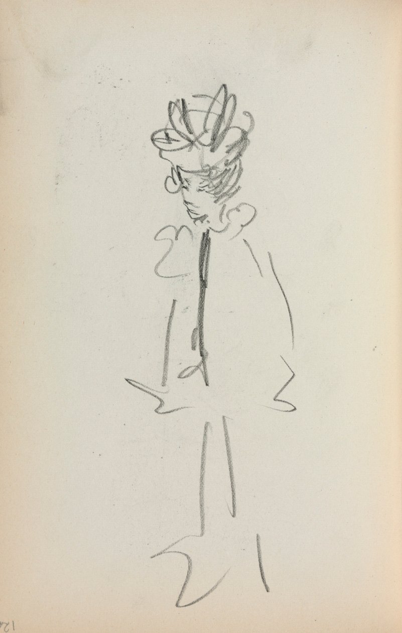 Italienisches Skizzenbuch: Stehende Frau 3/4 Ansicht (Seite 126) von Maurice Prendergast