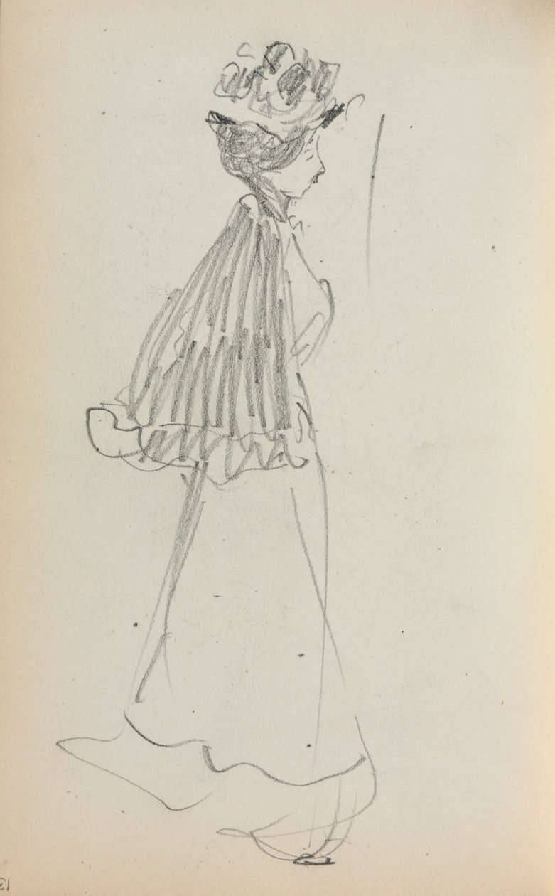 Italienisches Skizzenbuch: Stehende Frau im Profil (Seite 130) von Maurice Prendergast