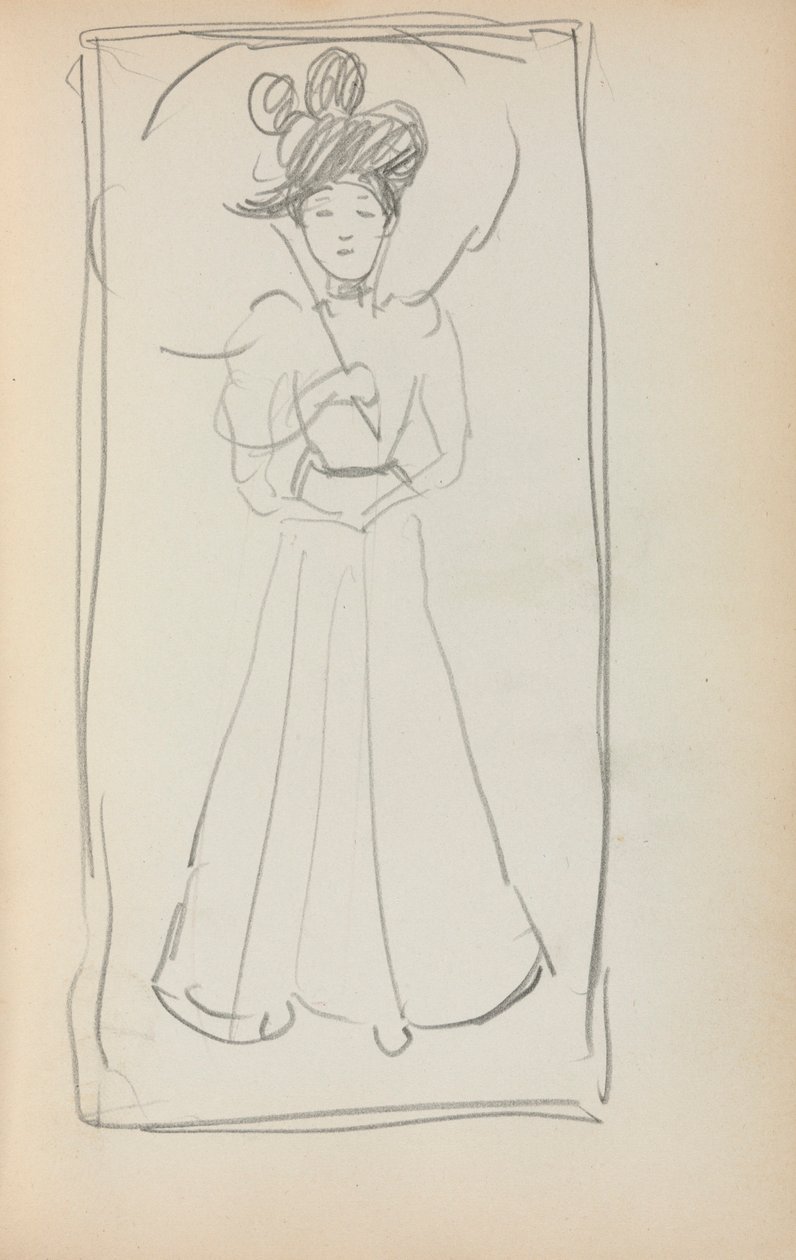 Italienisches Skizzenbuch: Stehende Frau mit Sonnenschirm (Seite 233) von Maurice Prendergast