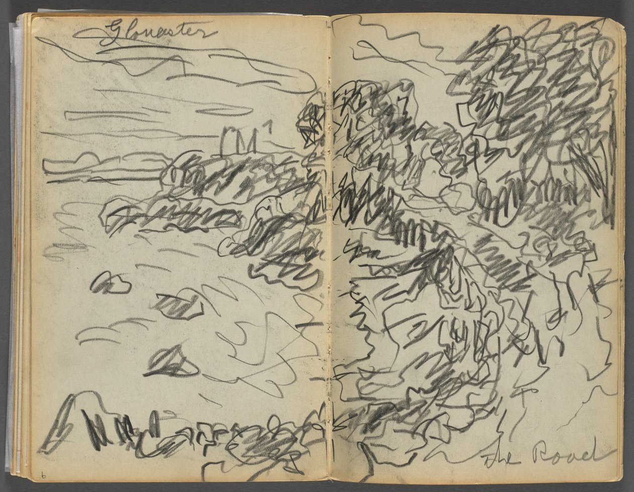 Skizzenbuch - Das Granitküstenhotel, Rockport, Seite 008 & 9: "Gloucester - Die Straße" von Maurice Prendergast
