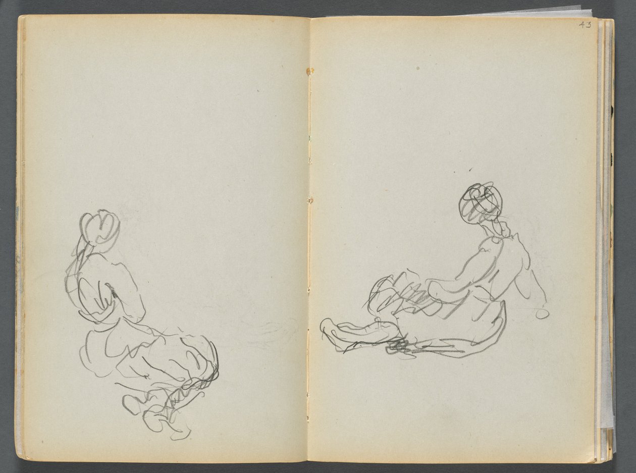 Skizzenbuch - The Granite Shore Hotel, Rockport, Seite 042 & 43: Zwei sitzende weibliche Figuren von Maurice Prendergast