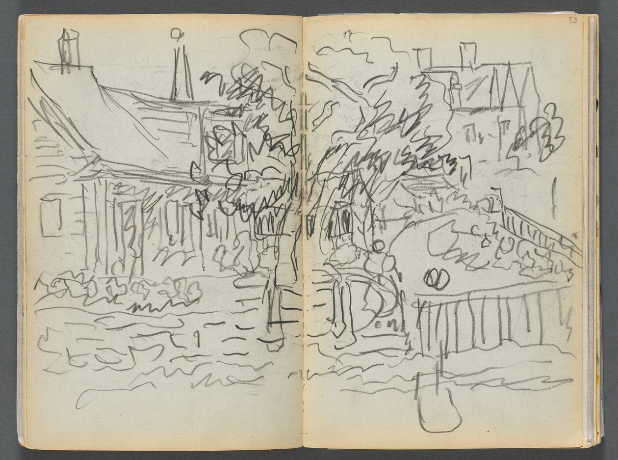 Skizzenbuch - Das Granitküstenhotel, Rockport, Seite 052 & 53: Häuser und Gärten von Maurice Prendergast