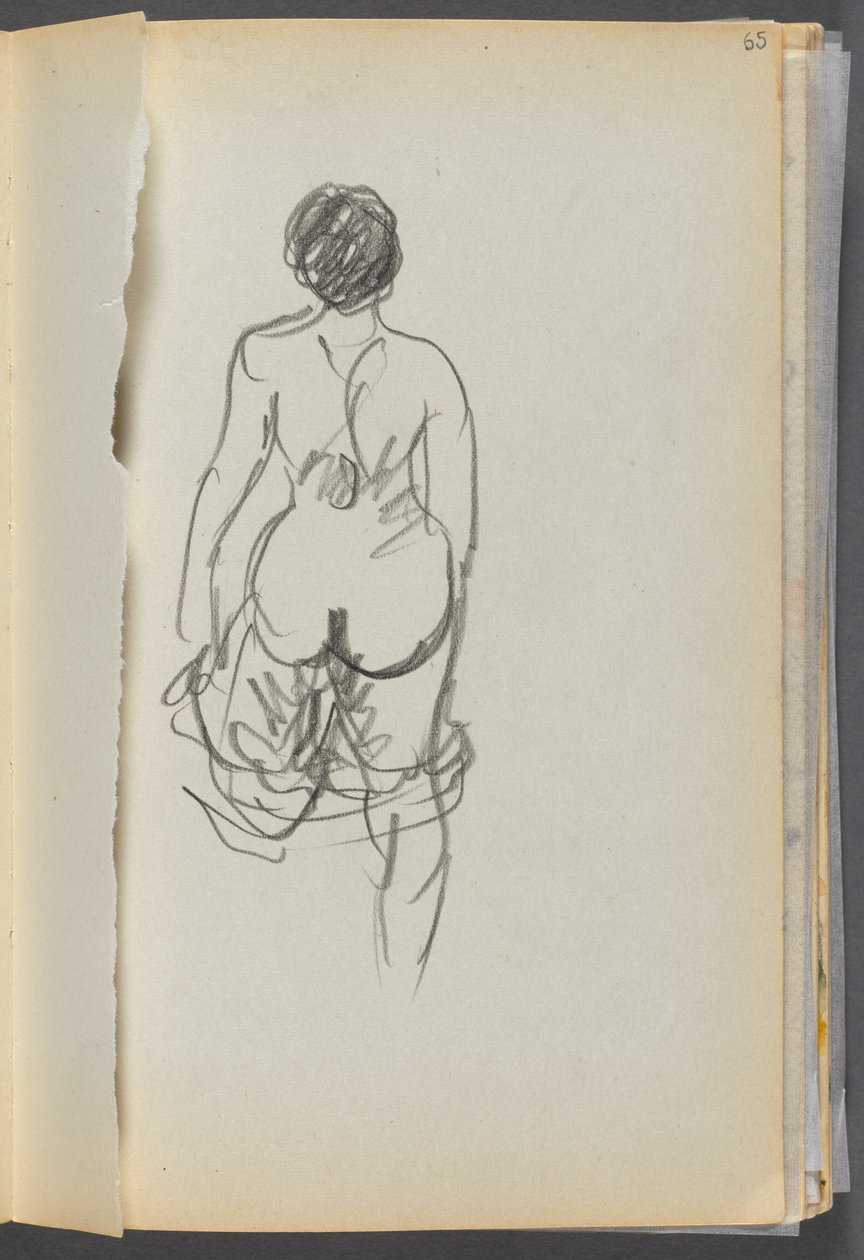 Skizzenbuch - Das Granite Shore Hotel, Rockport, Seite 065: Weiblicher Akt von hinten von Maurice Prendergast