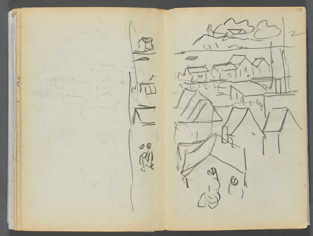 Skizzenbuch - Das Granite Shore Hotel, Rockport, Seite 174 & 175: Häuser von Maurice Prendergast