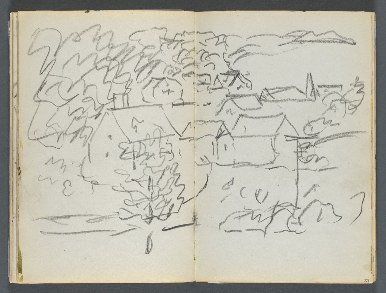 Skizzenbuch, The Dells, Nr. 127: Landschaft mit Häusern von Maurice Prendergast