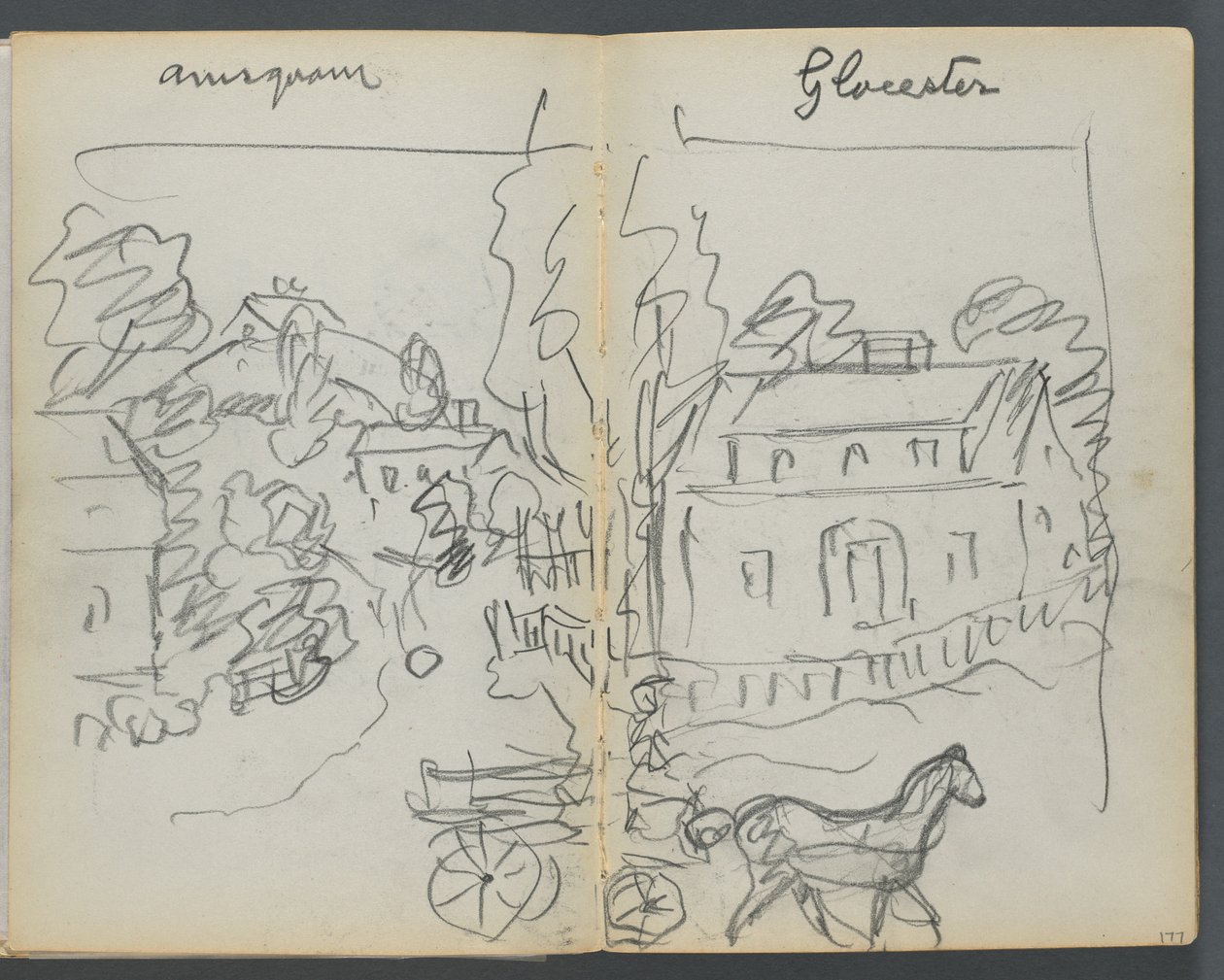 Skizzenbuch, The Dells, Nr. 127, Seite 176 & 177: "Annisquam - Glocester" von Maurice Prendergast