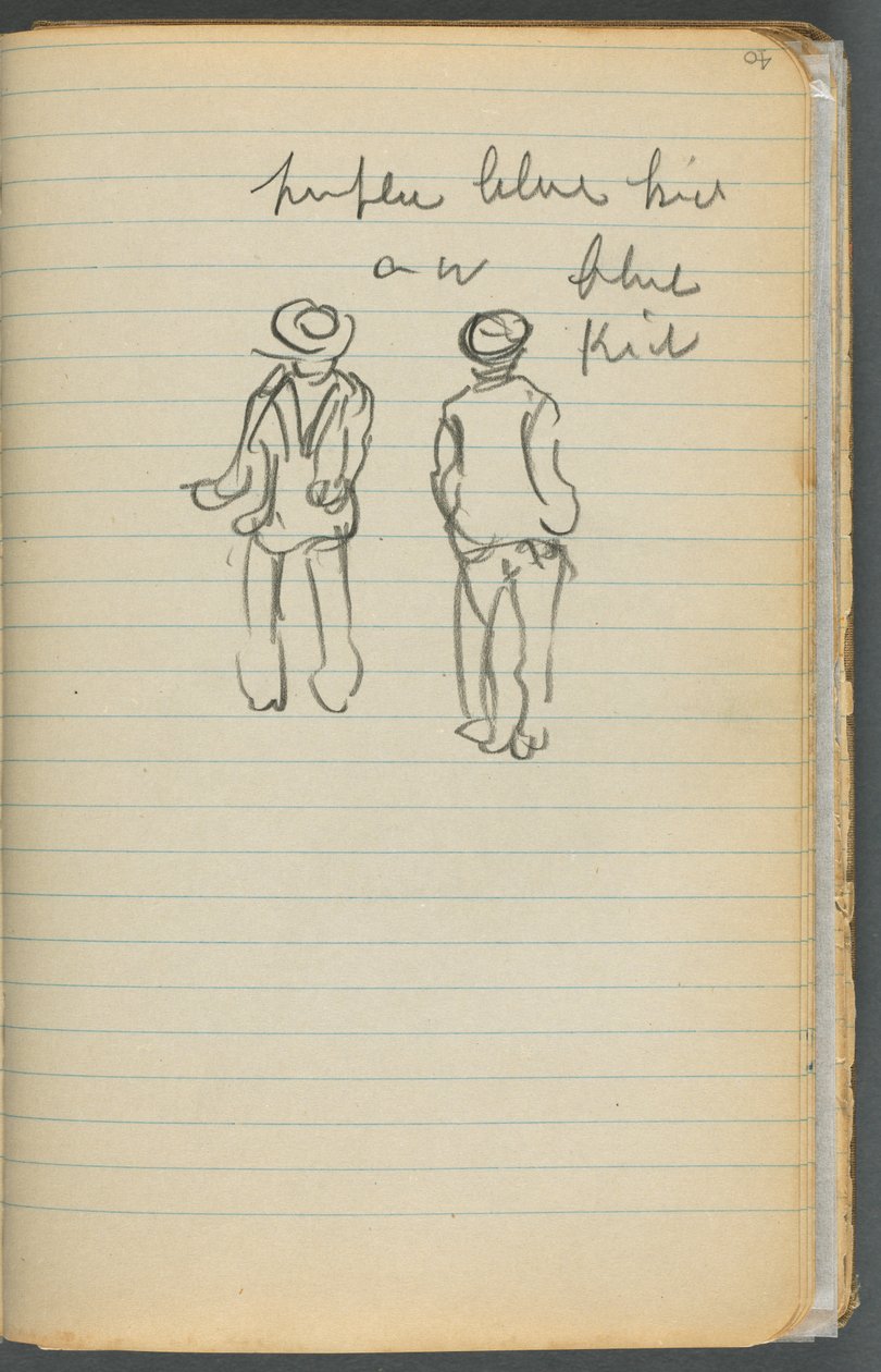Skizzenbuch, Seite 040: Notizen und zwei Figuren von Maurice Prendergast
