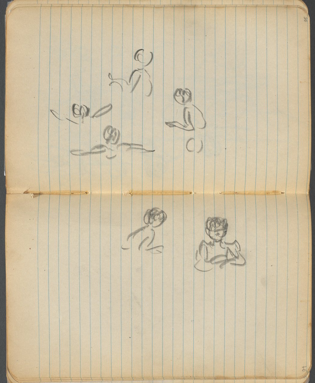 Skizzenbuch, Seite 094 & 95: Schwimmende Figuren von Maurice Prendergast