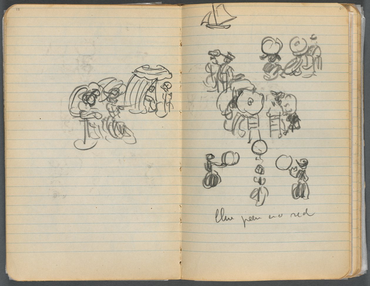 Skizzenbuch, Seite 110 & 111: Studie für Figuren am Strand von Maurice Prendergast