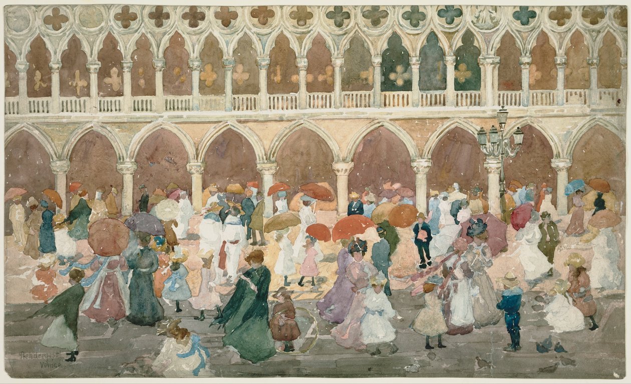 Sonnenlicht auf der Piazzetta von Maurice Prendergast