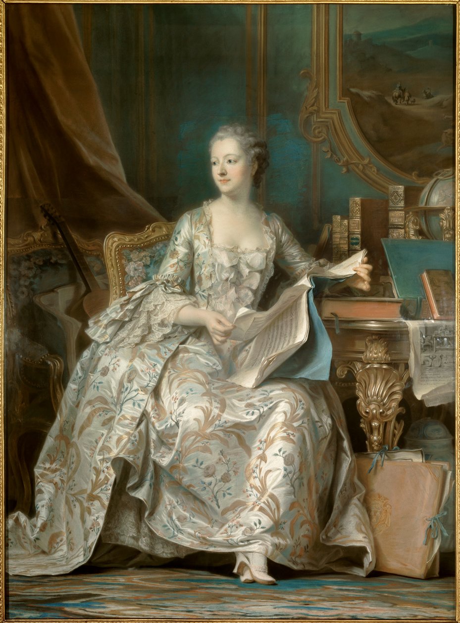 Porträt von Jeanne Antoinette Poisson, Marquise von Pompadour (bekannt als Madame de Pompadour) von Maurice Quentin de La Tour