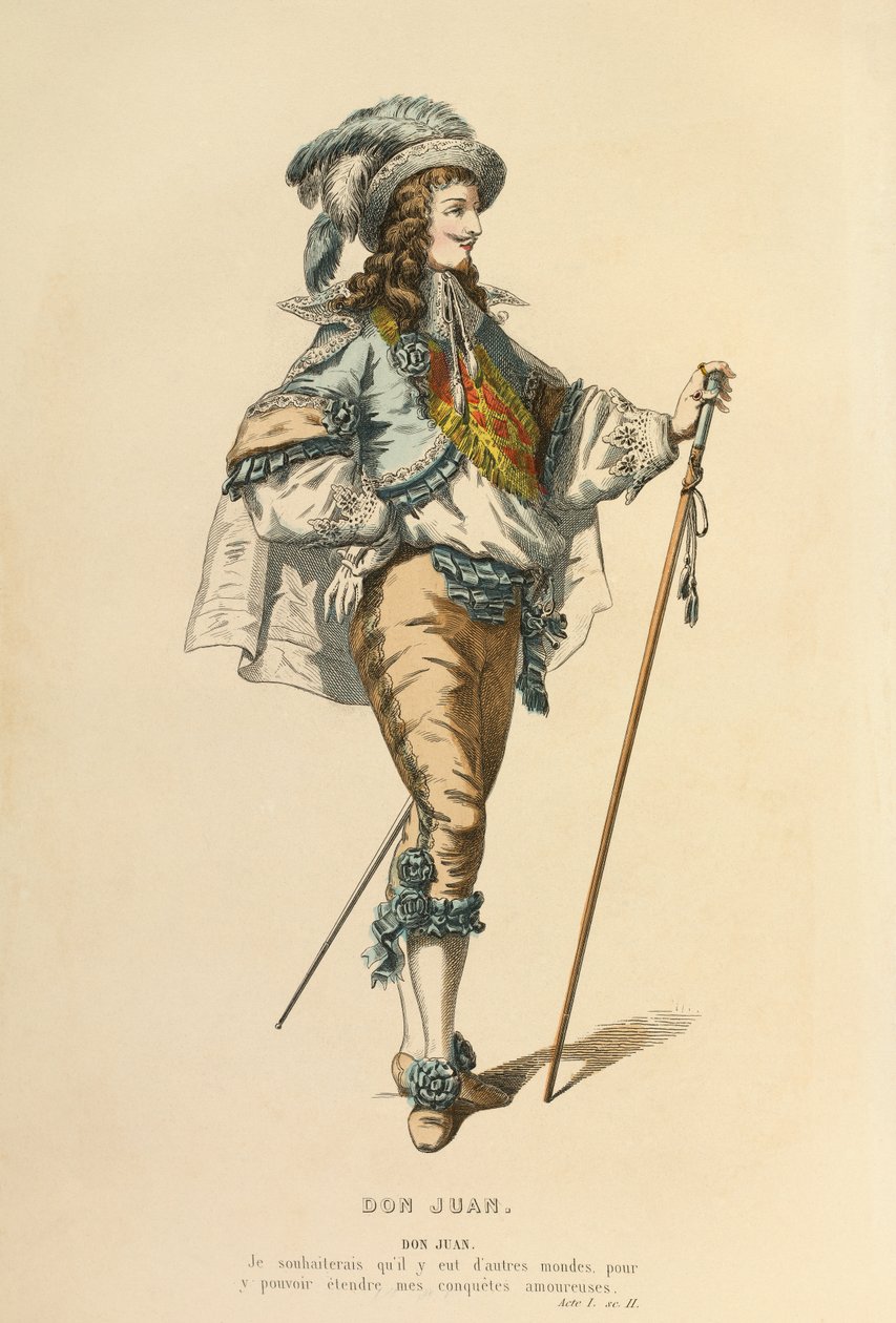 Kostüm für die Rolle des Don Juan, um 1868 (Gravur) von Maurice Sand