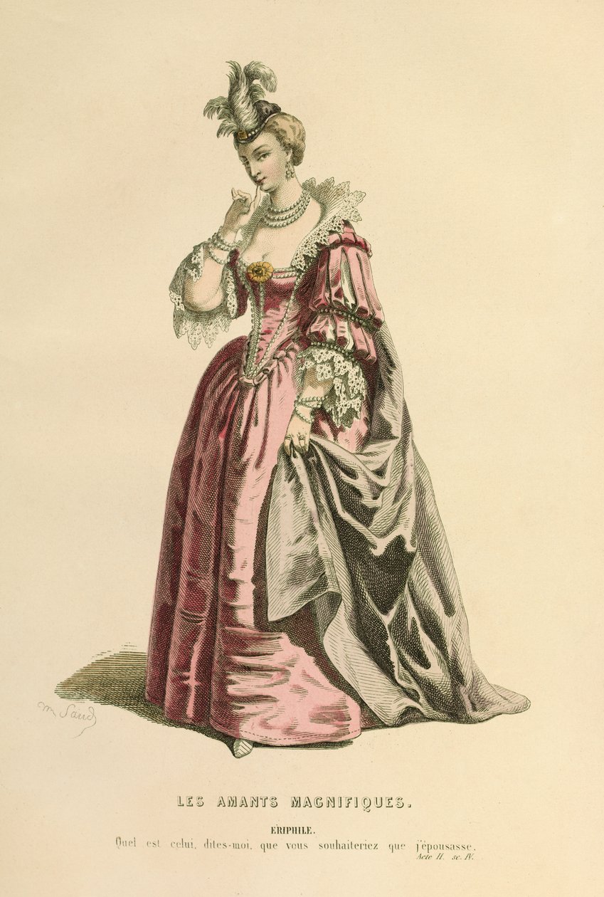 Kostüm für die Rolle der Eriphile, um 1868 (Gravur) von Maurice Sand