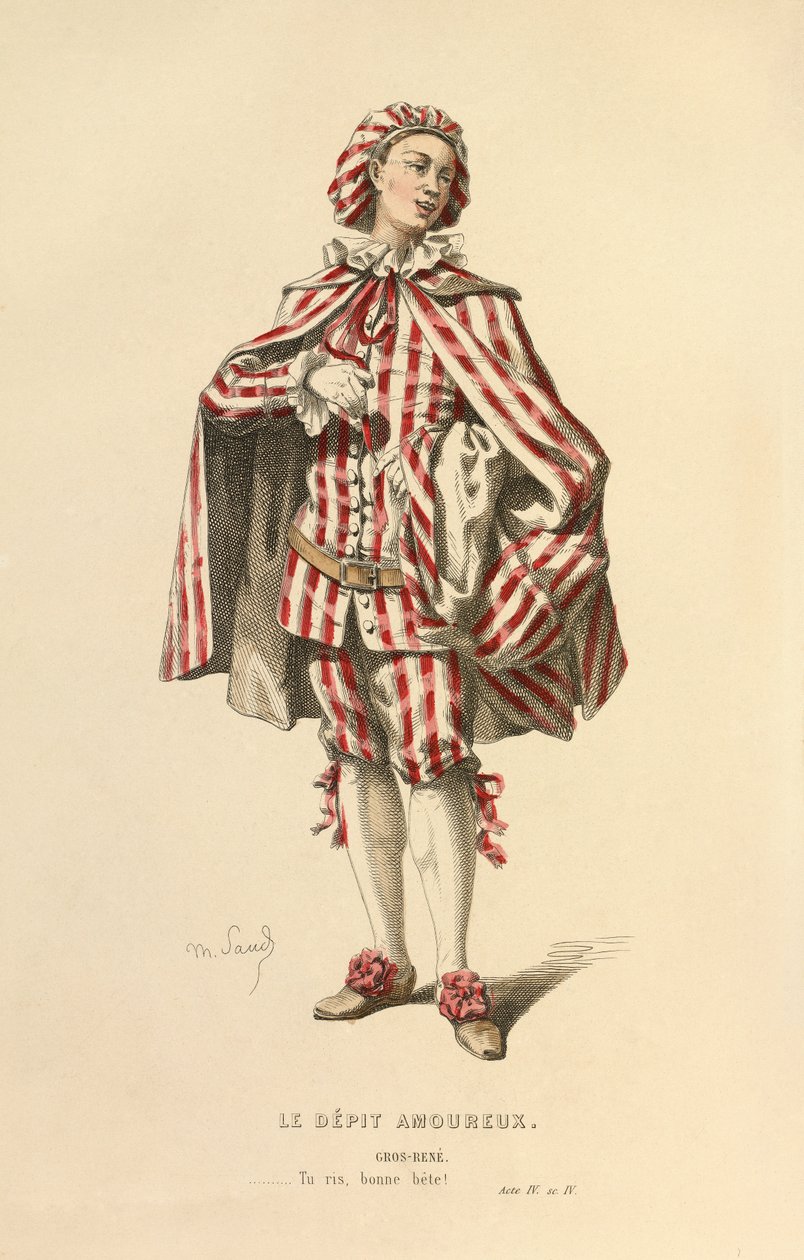 Kostüm für die Rolle des Gros-René, um 1868 (Gravur) von Maurice Sand