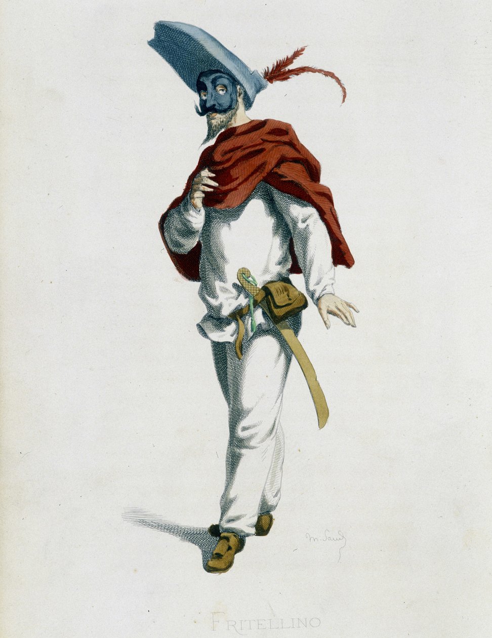 Fritellino aus Masques et bouffons (Italienische Komödie), Text und Zeichnungen von Maurice Sand, Radierungen von A. Manceau, Vorwort von Georges Sand, Paris, Michel Lévy Frères von Maurice Sand