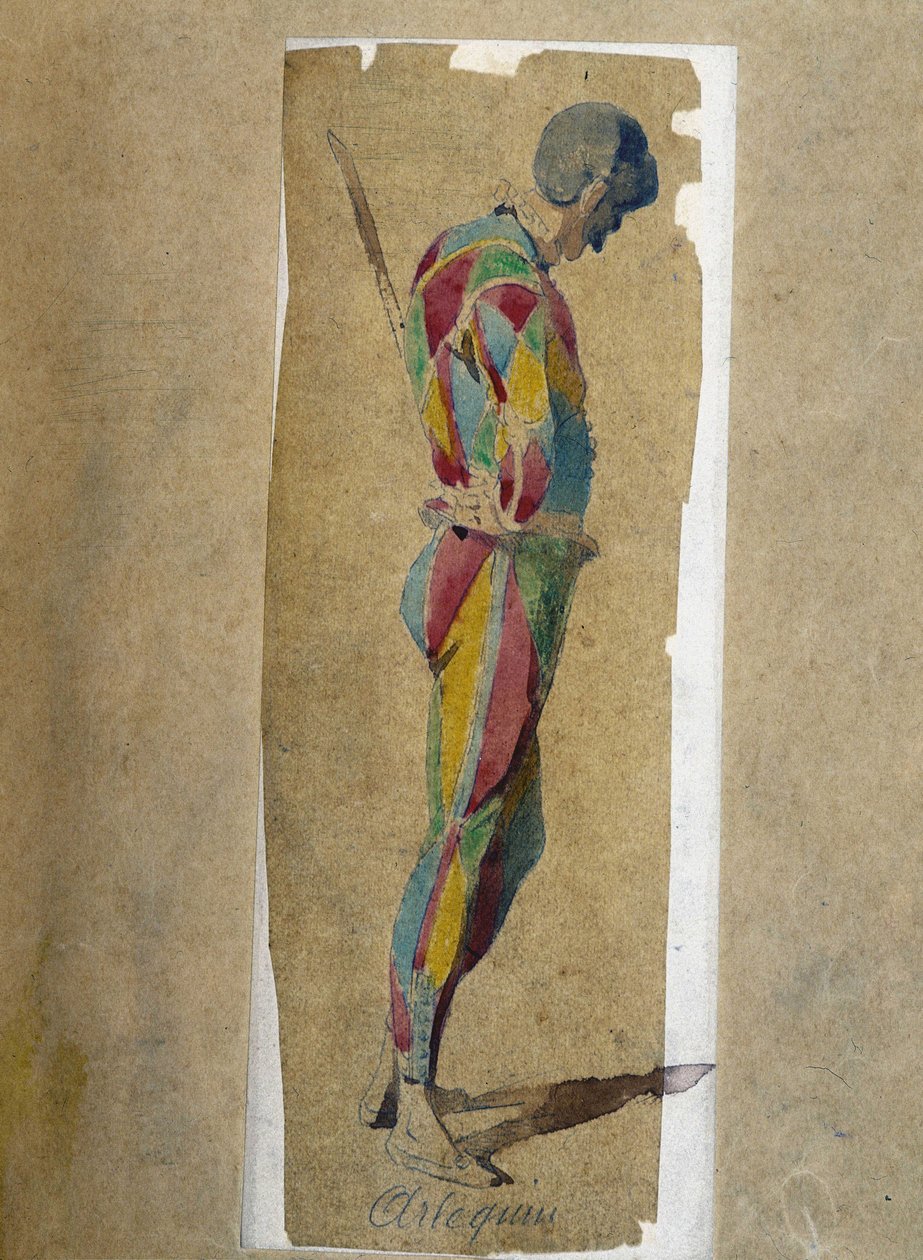 Harlekin - aus „Masques et bouffons“ (Italienische Komödie), Text und Zeichnungen von Maurice Sand, Drucke von A. Manceau, Vorwort von Georges Sand von Maurice Sand