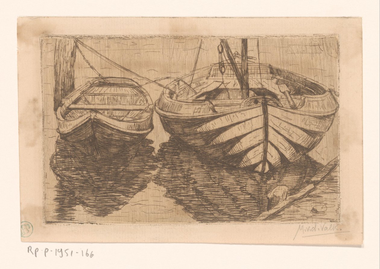 Ruderboot und Segelboot von Maurits van der Valk (signed by artist)