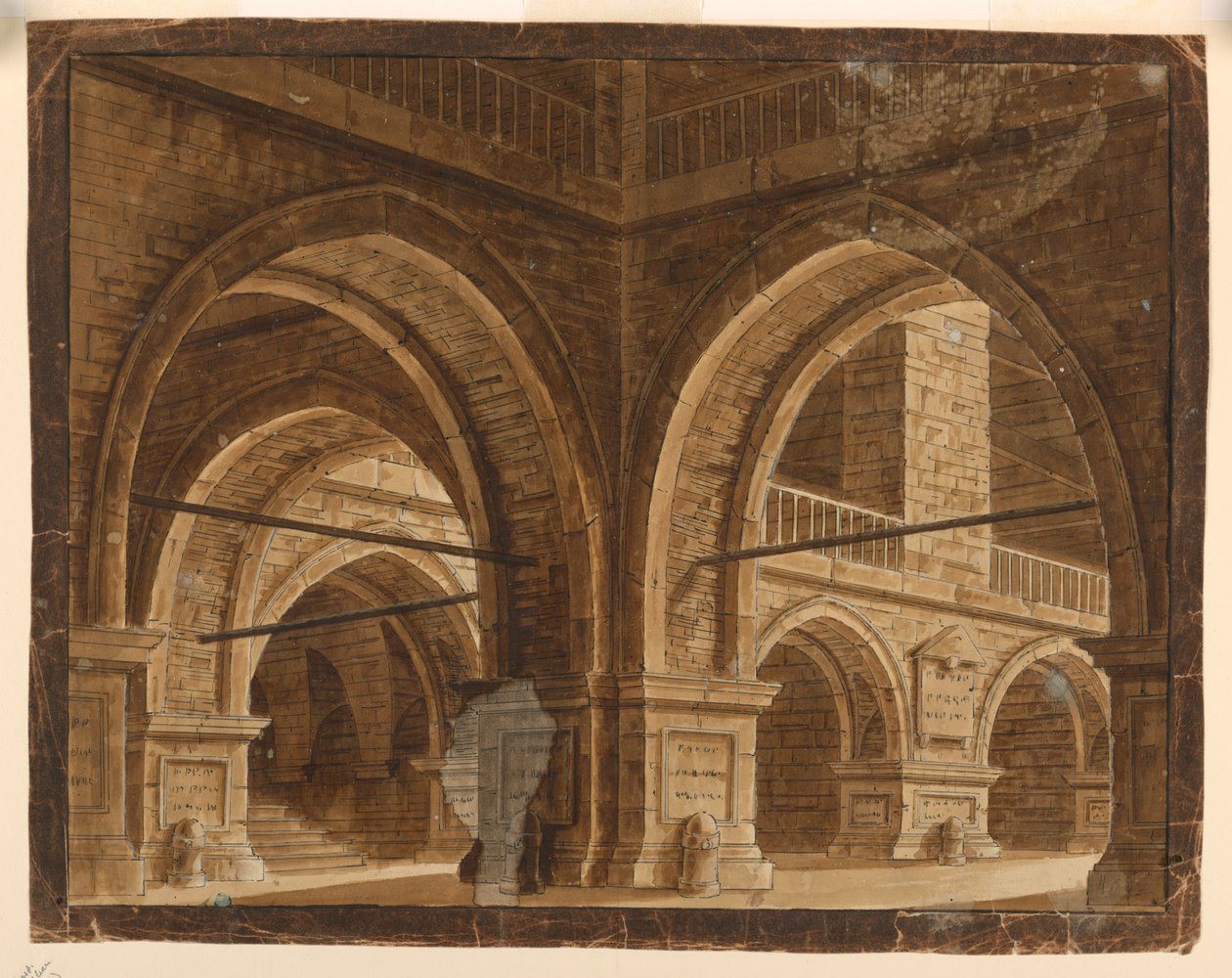Bühnenbild, Innenraum einer großen Halle von Mauro Antonio Tesi