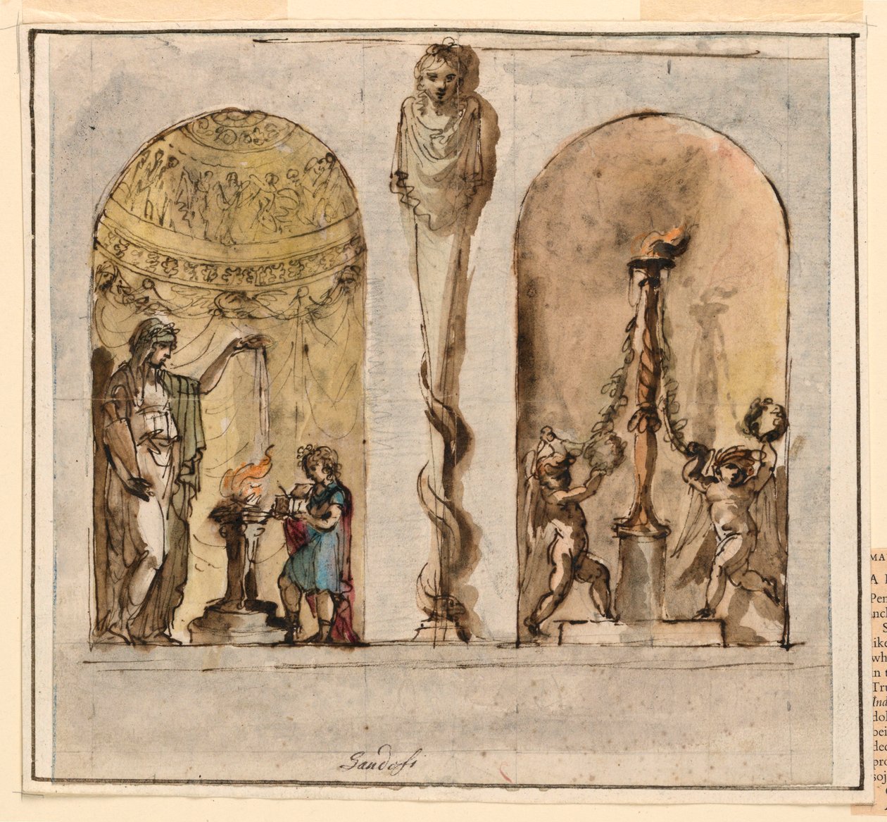 Zeichnung, Wanddekoration, 1800–1830 von Mauro Gandolfi