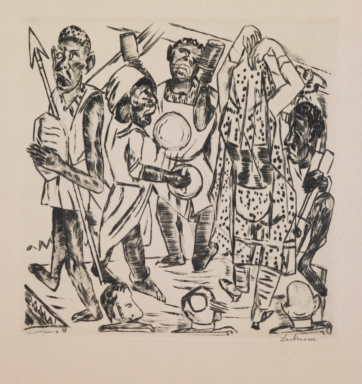 Schwarzer Tanz, Platte 9 aus dem Portfolio „Jahresmesse“ von Max Beckmann