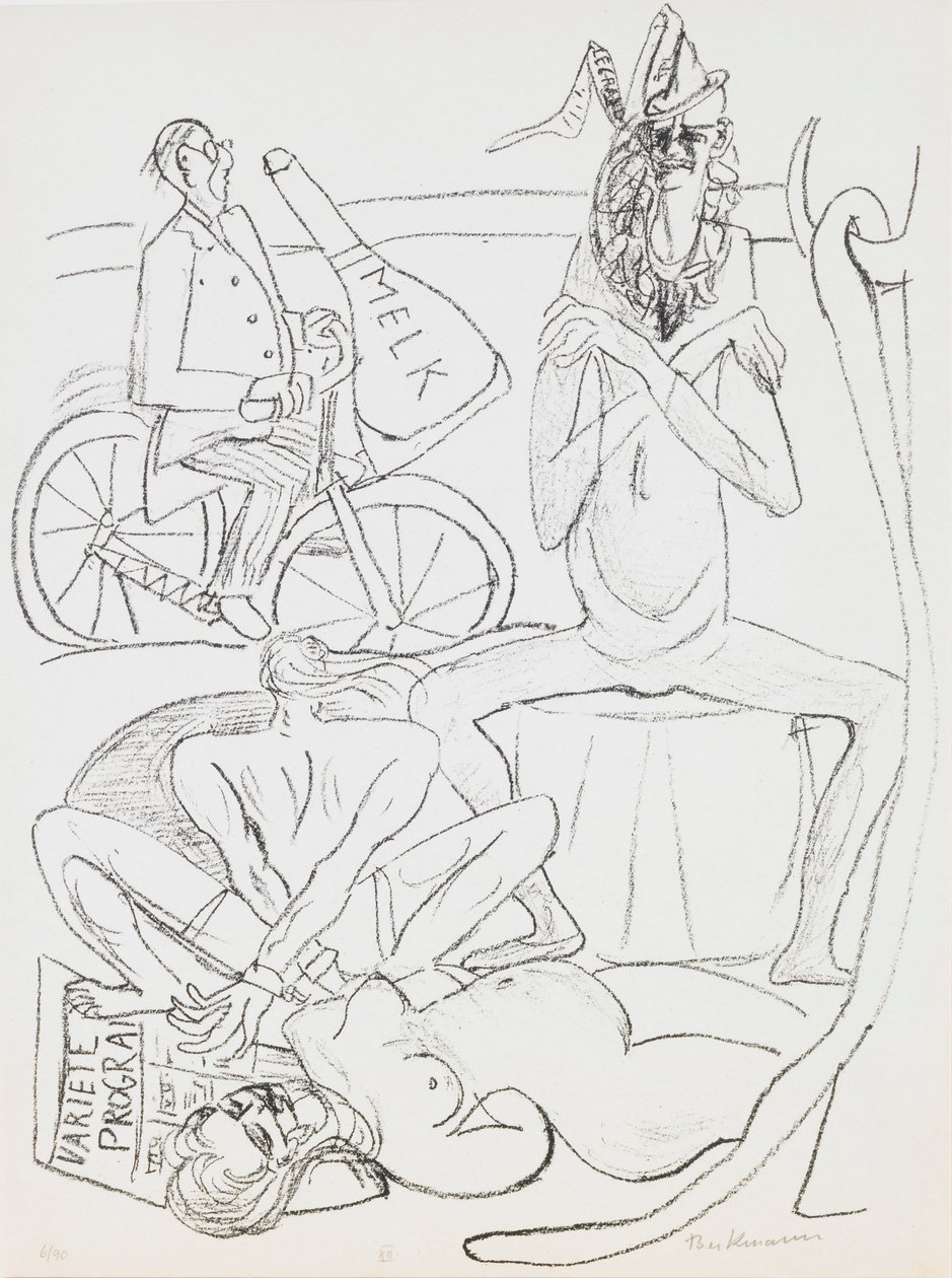 Zirkus, Platte 12 aus dem Portfolio „Tag und Traum“ von Max Beckmann