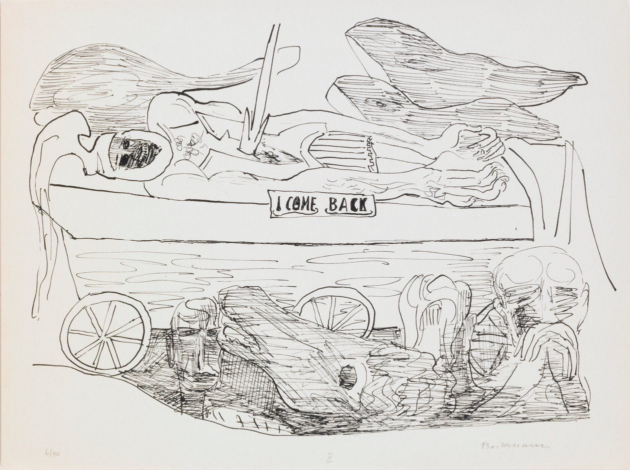 Kriegstraum, Platte 10 aus dem Portfolio „Tag und Traum“ von Max Beckmann