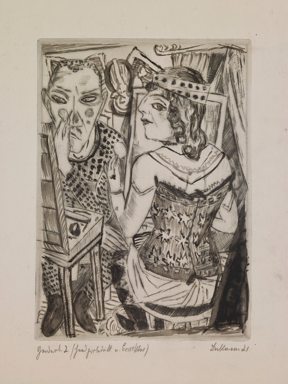Ankleidezimmer, Tafel 2 aus dem Portfolio „Die Jahresmesse“ von Max Beckmann