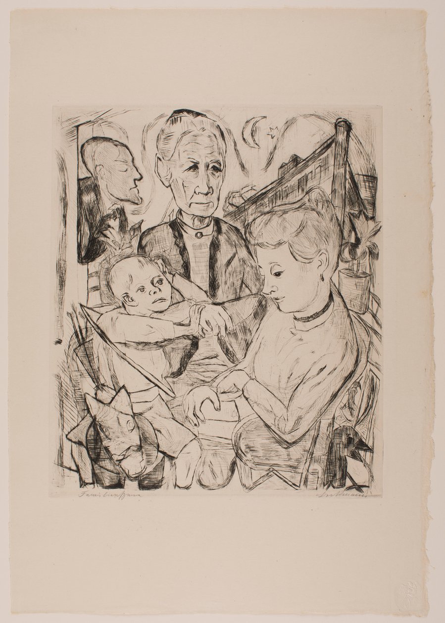 Familienszene (Familie Beckmann), Tafel 2 aus dem Portfolio „Gesichter“ von Max Beckmann