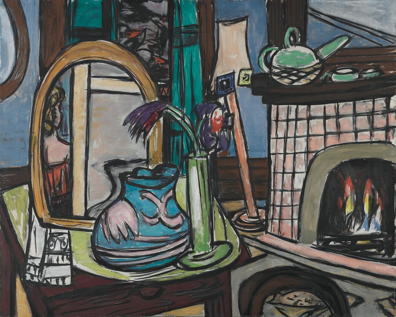 Großes Stilleben mit Tauben von Max Beckmann