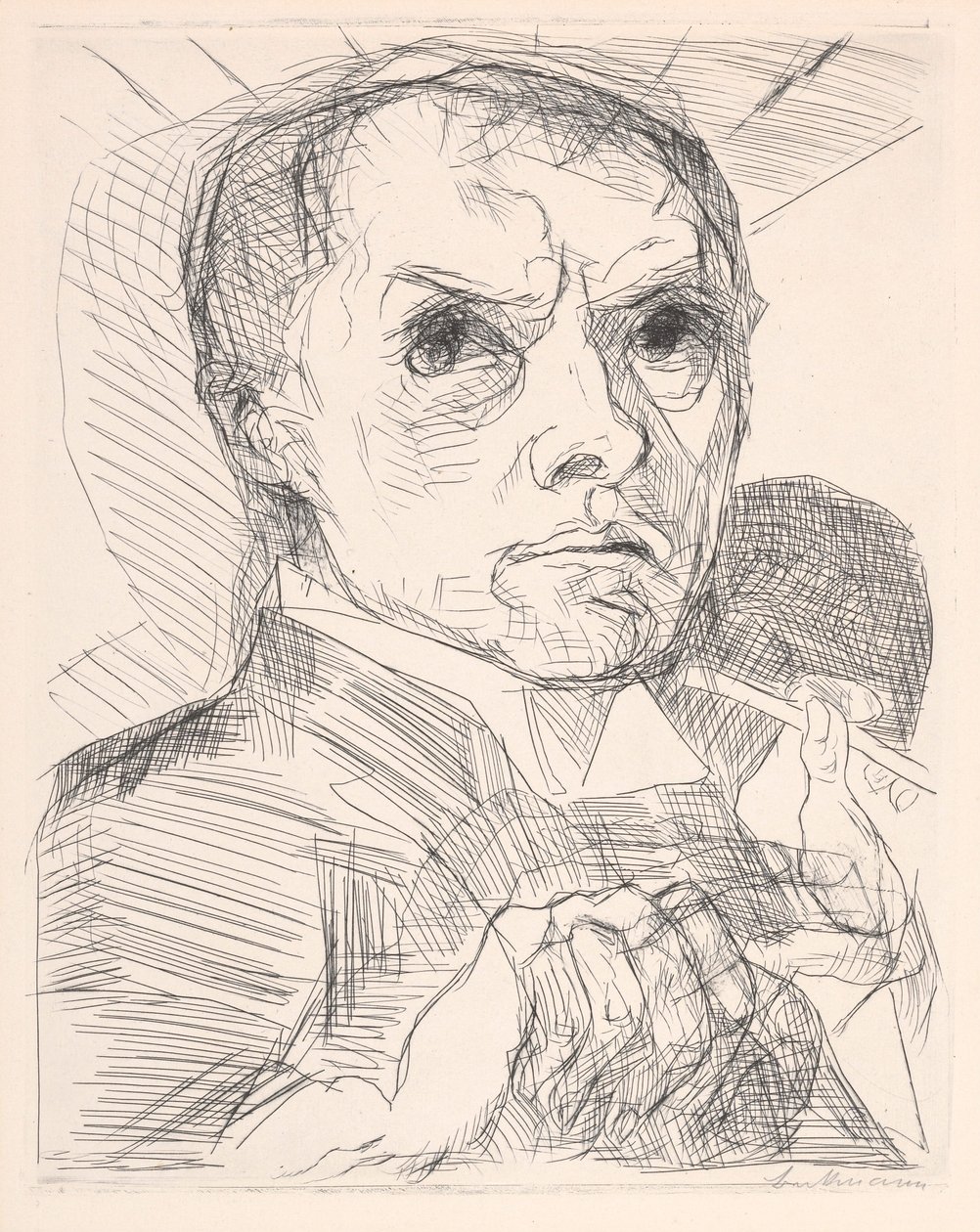 Selbstbildnis mit Griffel von Max Beckmann