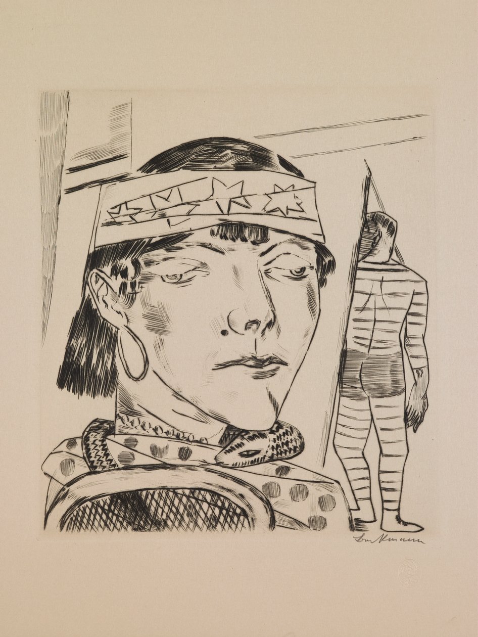 Schlangenfrau, Platte 10 aus dem Portfolio „Jahresmesse“ von Max Beckmann