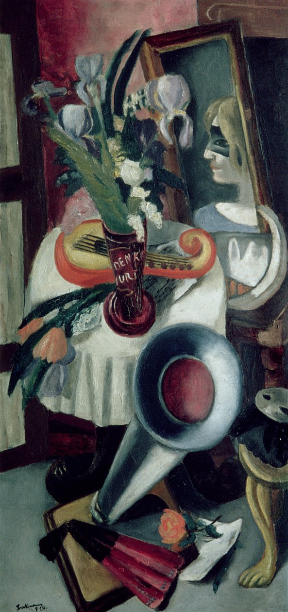 Stillleben mit Grammophon und Schwertlilien von Max Beckmann