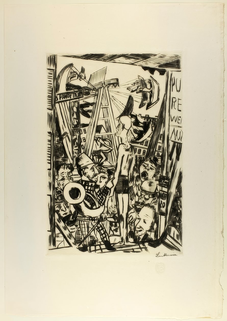 Der große Mann, Platte fünf aus Jahrmarkt von Max Beckmann