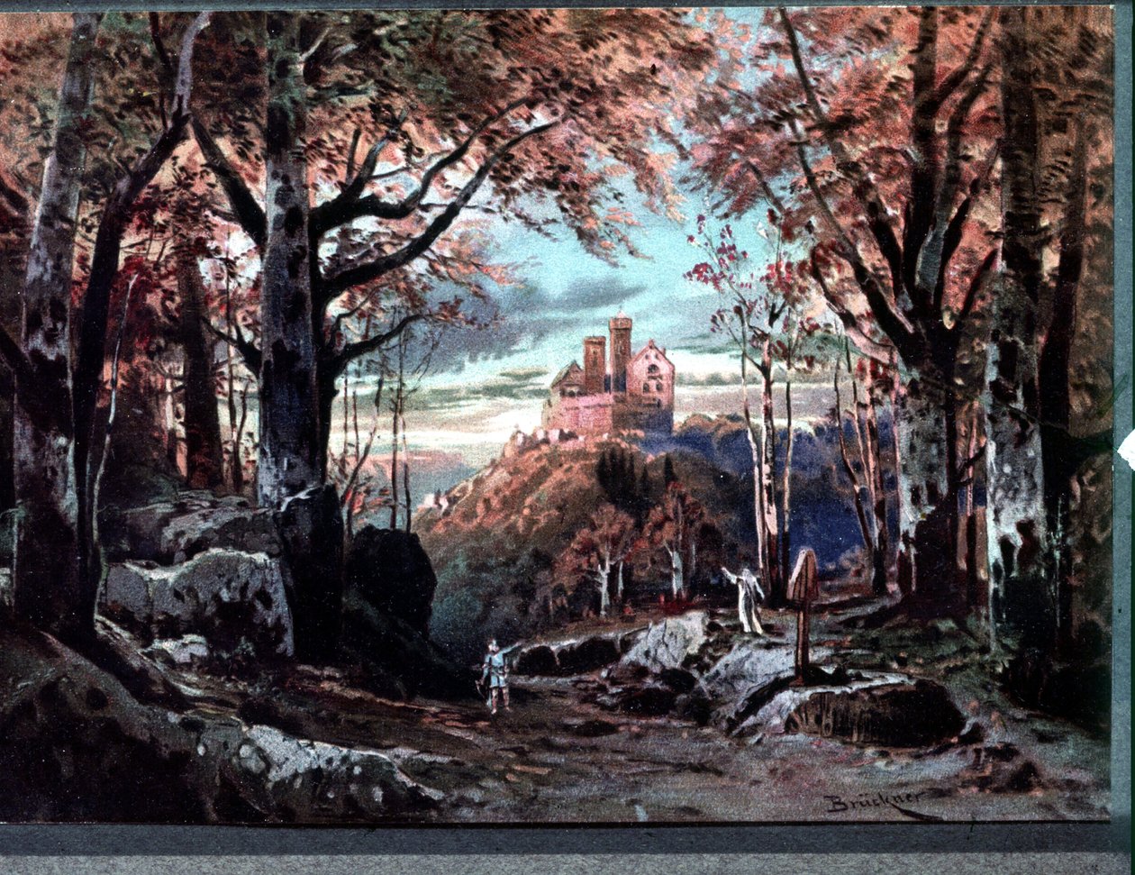 Dekor für „Tannhäuser“, Oper von Richard Wagner. Szenografie von Bruckner von Max Bruckner