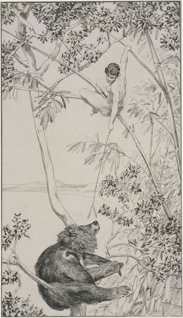 Bär und Elfe, Vorzeichnung zu Opus IV, Blatt 1 (Singer 52) von Max Klinger