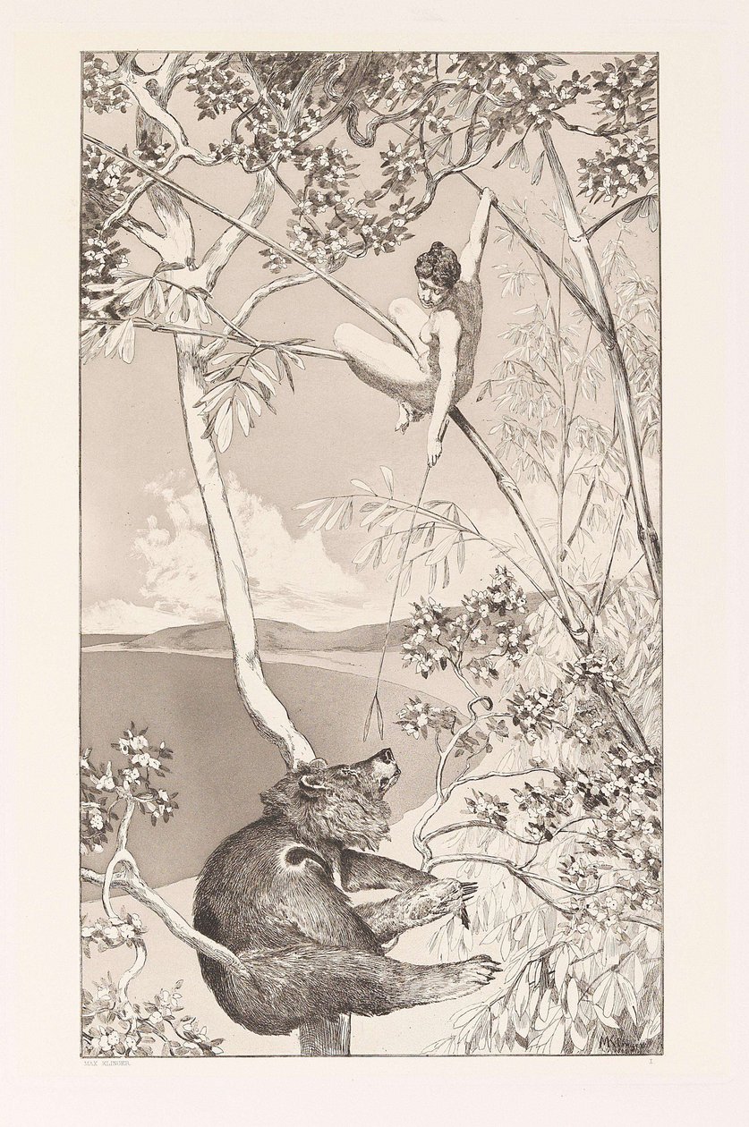 Bär und Elfe, Platte I aus Intermezzos, Opus IV von Max Klinger