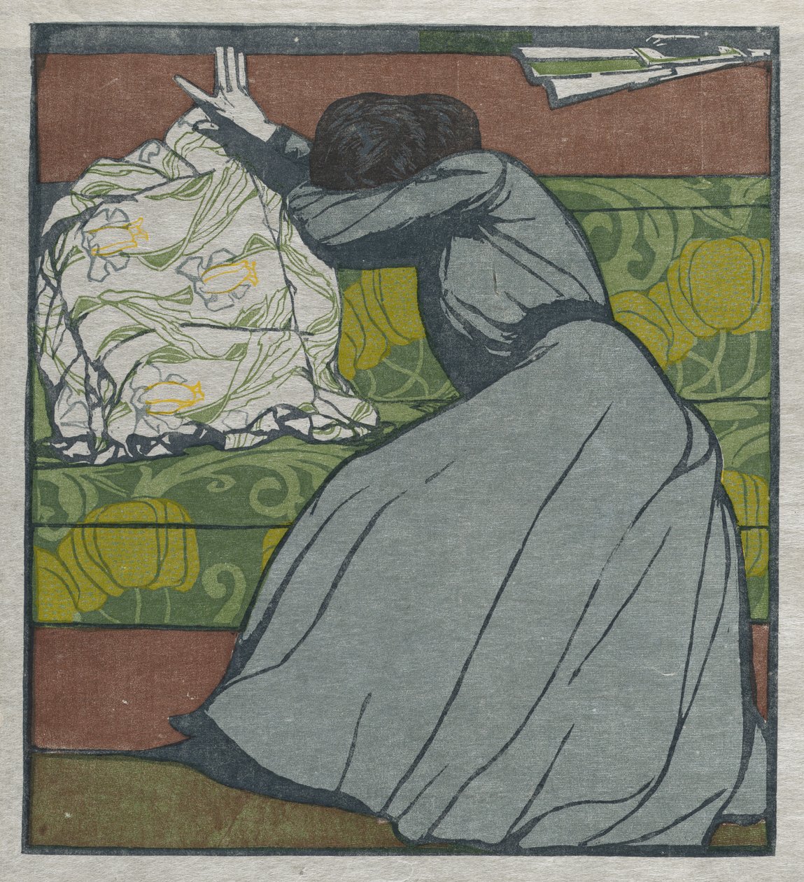 Das Kissen (Martha Kurzweil auf einem Diwan sitzend) von Max Kurzweil