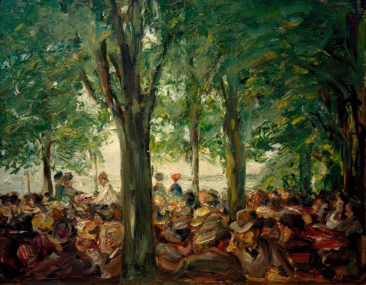 Gartenlokal an der Havel unter Bäumen (Schildhorn) von Max Liebermann