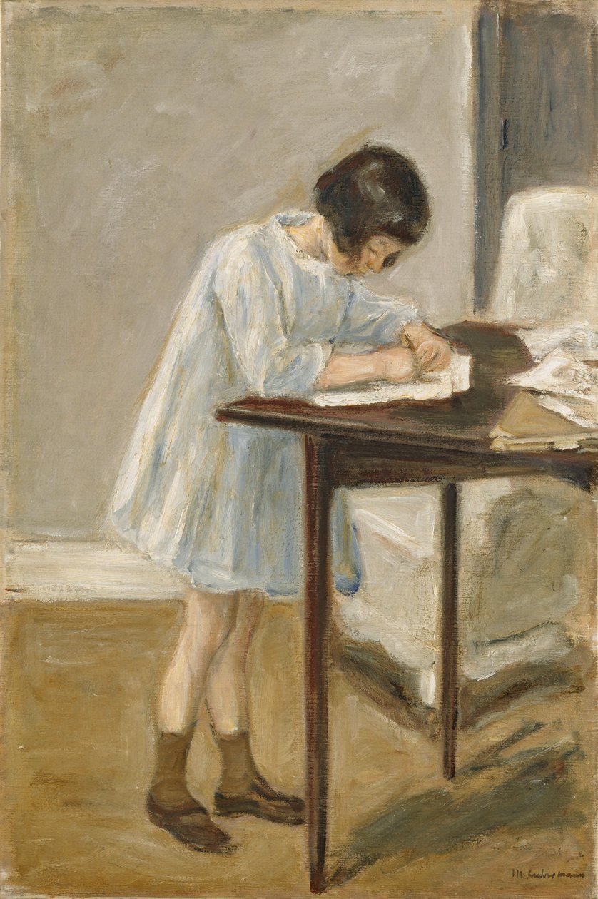 Enkelin (stehendes, schreibendes Mädchen) von Max Liebermann