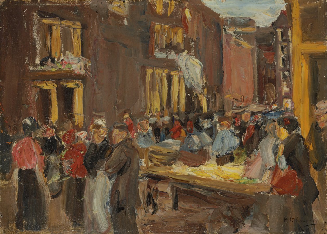 Jüdisches Viertel in Amsterdam; Judengasse in Amsterdam, Ecke Jodenbreestraat, 1905 von Max Liebermann