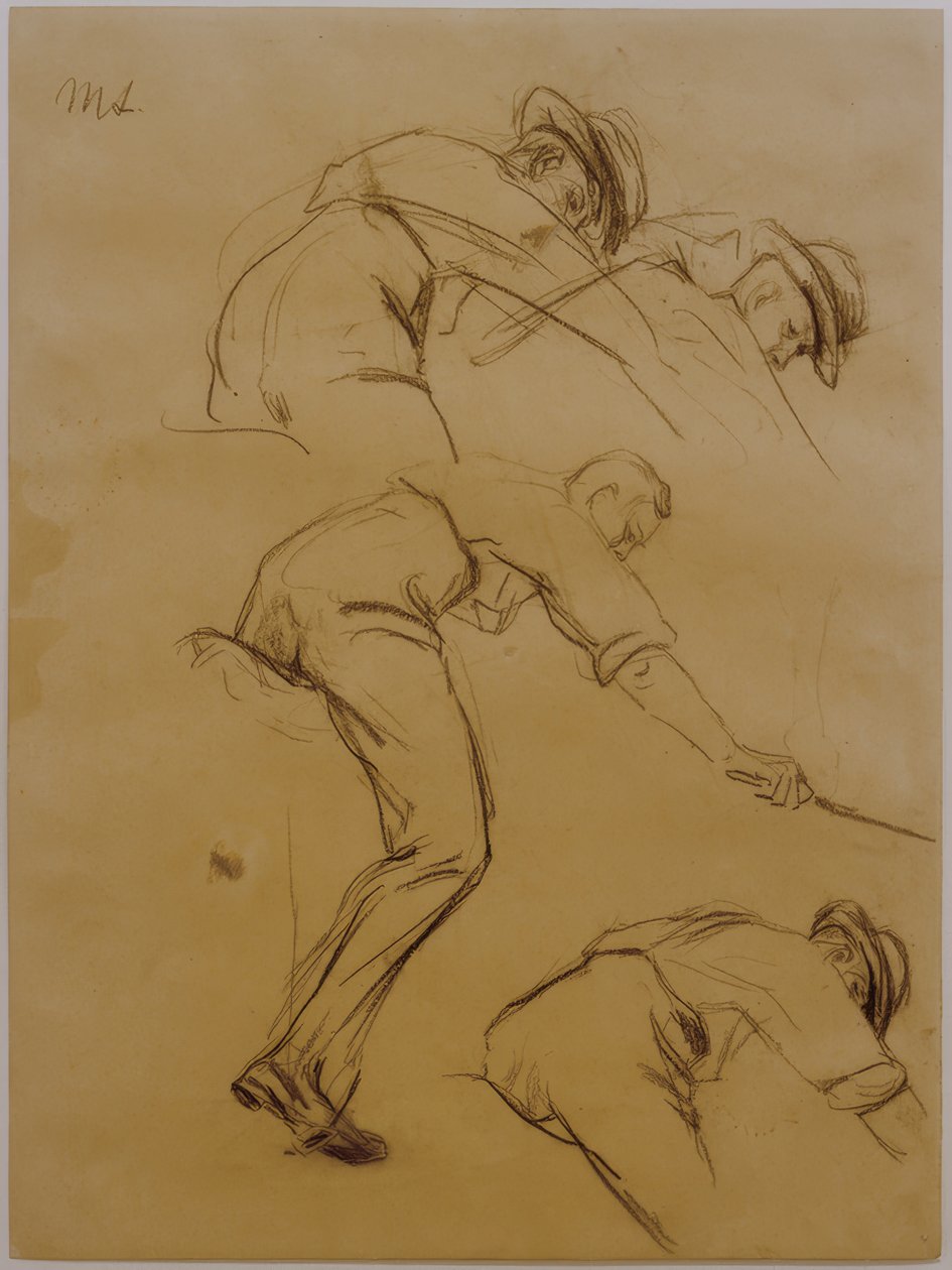 Polospieler, drei Reiter nach rechts von der Seite - Studie von Max Liebermann