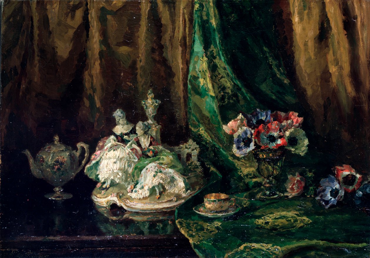 Stillleben mit Porzellan und Blumen, 20. Jahrhundert von Max Müller