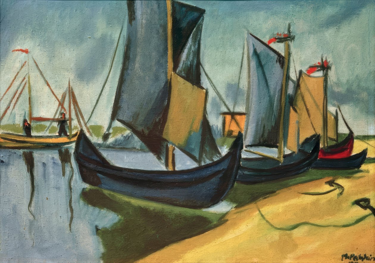 Fischerboote in Nidden von Max Pechstein
