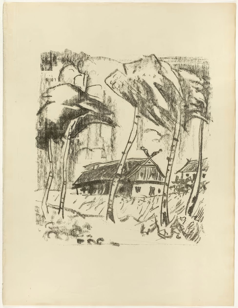 Gehöft hinter Birken, aus Die Samland-Ode von Max Pechstein